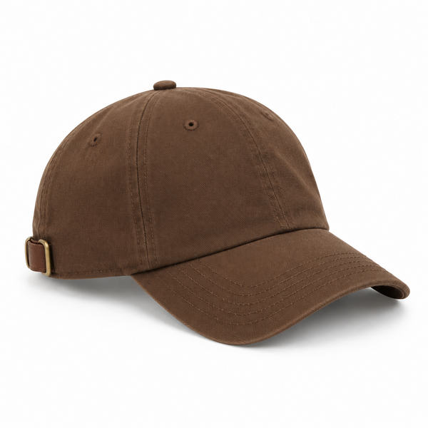Leather Strap Adjustable Cap - Vintage Brown Dad Hat