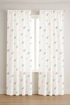 Heart and Snail Print Curtains