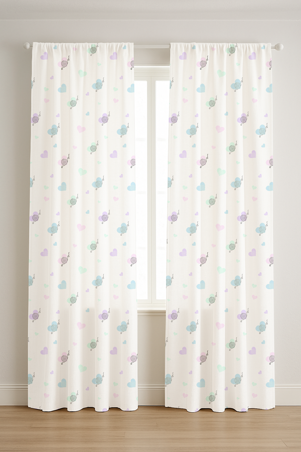 Heart and Snail Print Curtains